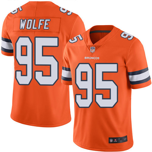 Men Denver Broncos #95 Derek Wolfe Limited Orange Rush Vapor Untouchable Football NFL Jersey